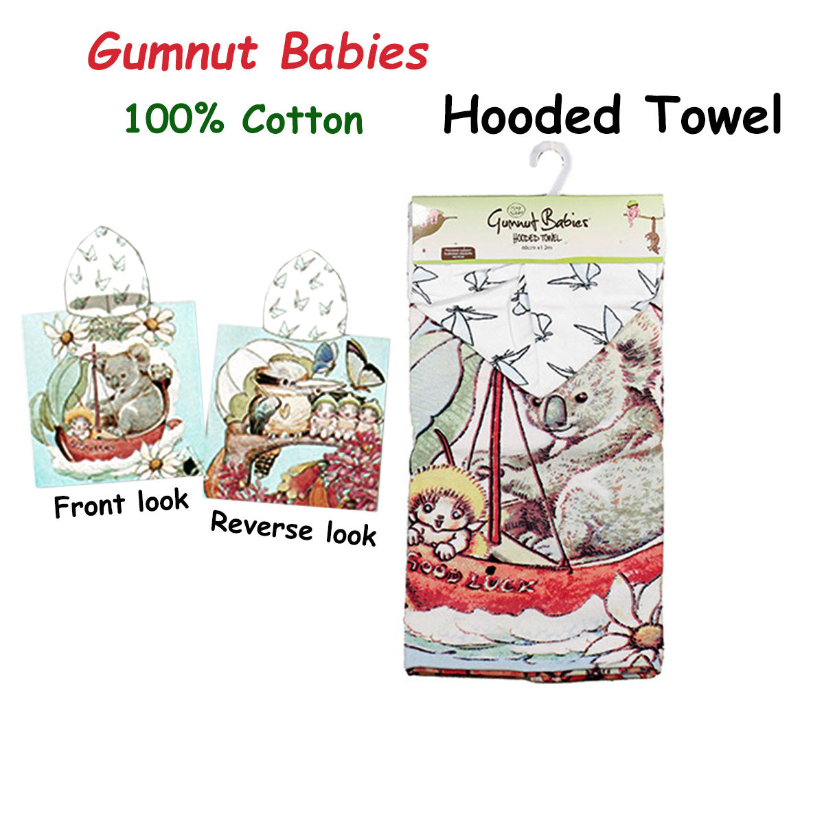 Caprice Gumnut Babies Cotton Hooded Licensed Towel 60 x 120 cm