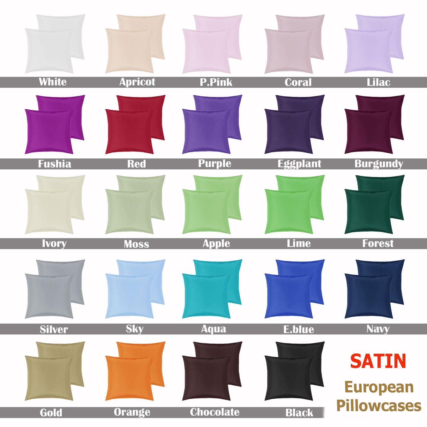 PepperMIll Satin European Pillowcases ( Pair ) LILAC