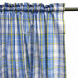 Home Innovations Pair of Polyester Cotton Rod Pocket Blue Checkered Curtains