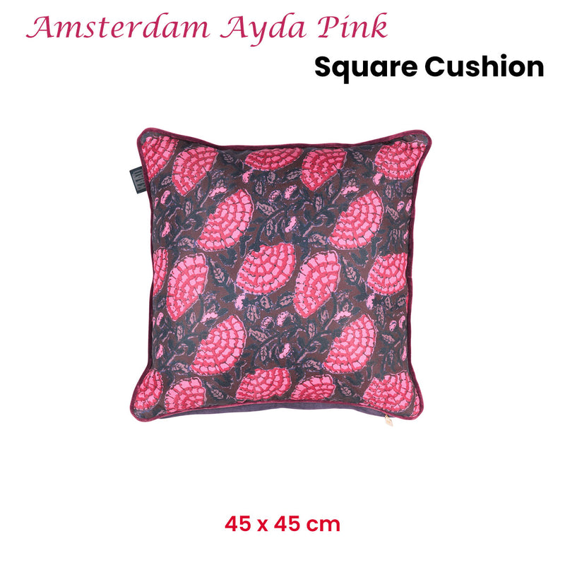 KAAT Amsterdam Ayda Pink Floral Square Filled Cushion 45cm x 45cm