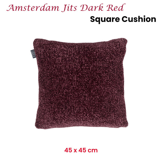 KAAT Amsterdam Jits Dark Red Square Filled Cushion 45cm x 45cm