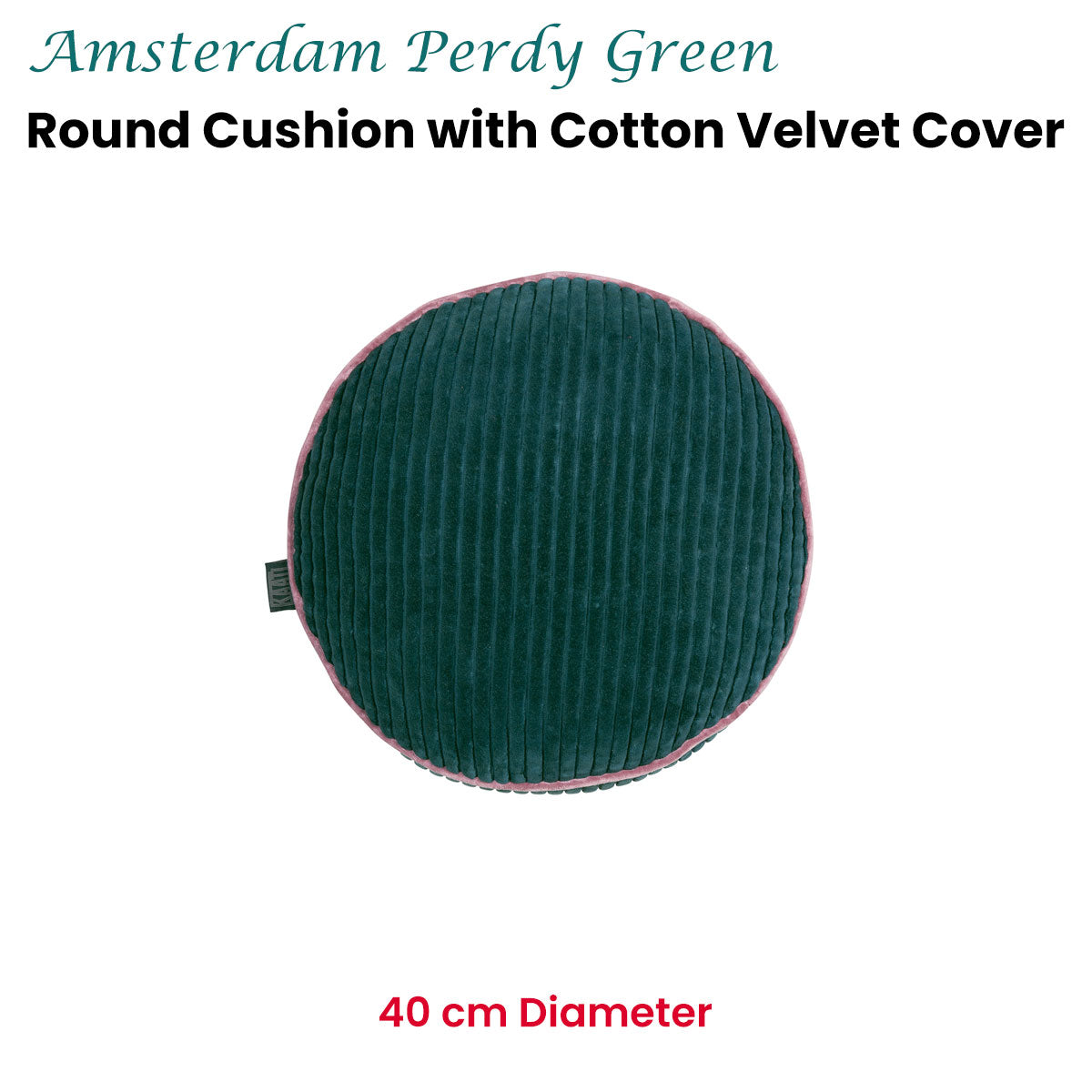 KAAT Amsterdam Perdy Green Round Filled Cushion 40cm Diameter
