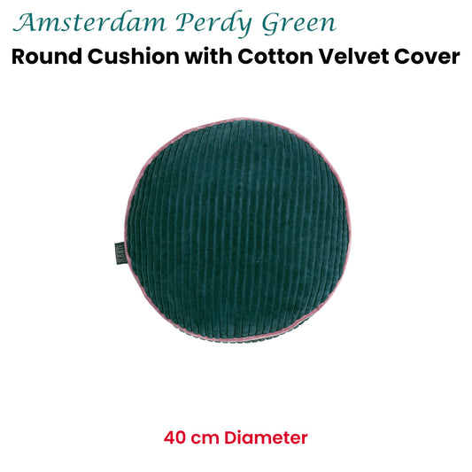 KAAT Amsterdam Perdy Green Round Filled Cushion 40cm Diameter