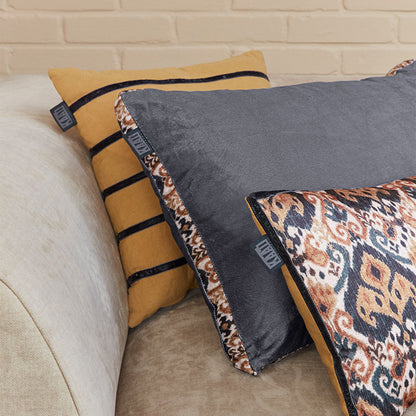 KAAT Amsterdam Julan Anthracite Velvet Oblong Filled Cushion 40cm x 60cm