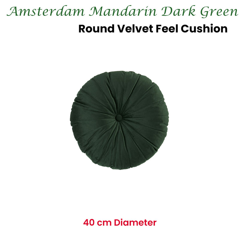 KAAT Amsterdam Mandarin Dark Green Round Filled Cushion 40cm Diameter