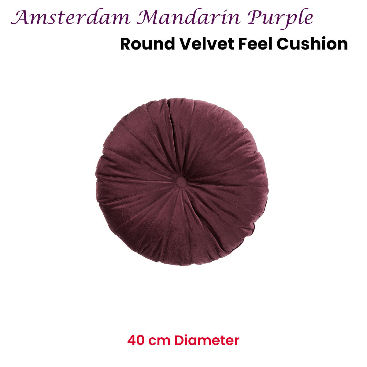 KAAT Amsterdam Mandarin Purple Round Filled Cushion 40cm Diameter