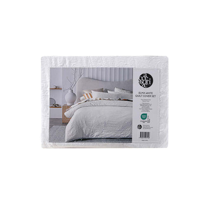 Accessorize Elma White Jacquard Quilt Cover Set Queen