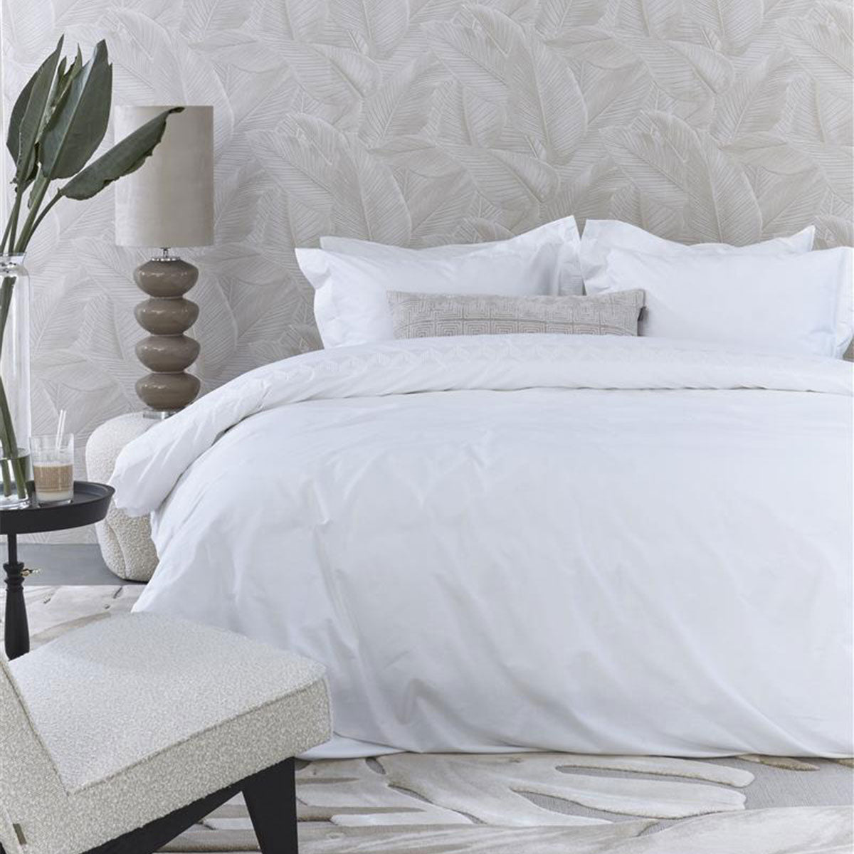 Riviera Maison Elowen White Cotton Quilt Cover Set King