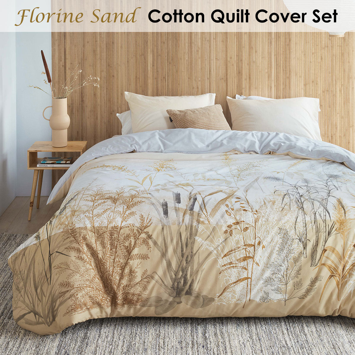 Bedding House Florine Sand Cotton Quilt Cover Set King