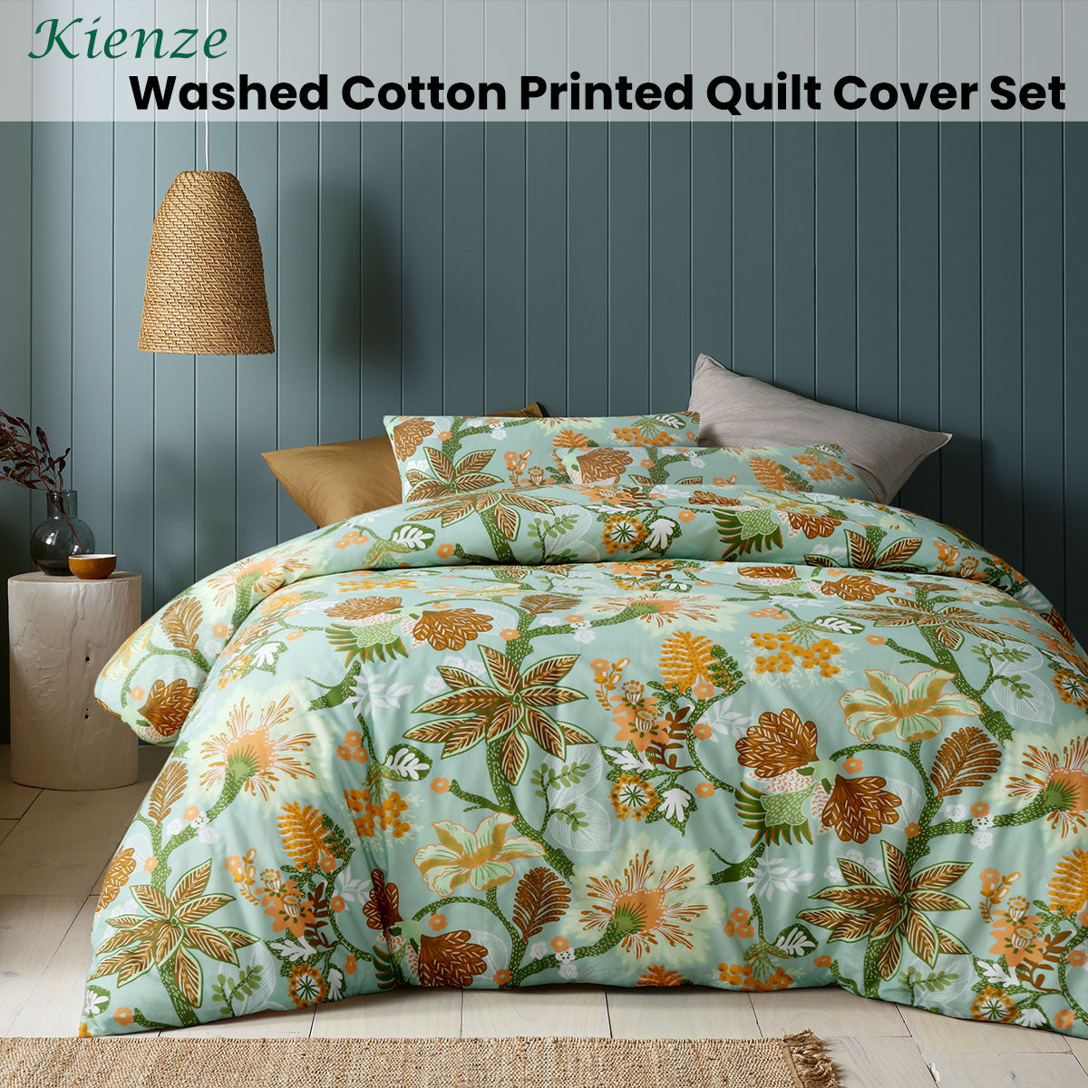 Accessorize Kienze Washed Cotton Printed Quilt Cover Set Queen