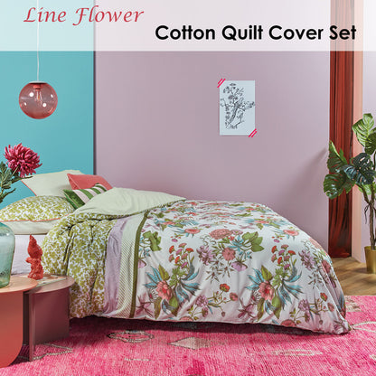 Oilily Line Flower Cotton Sateen Quilt Cover Set King