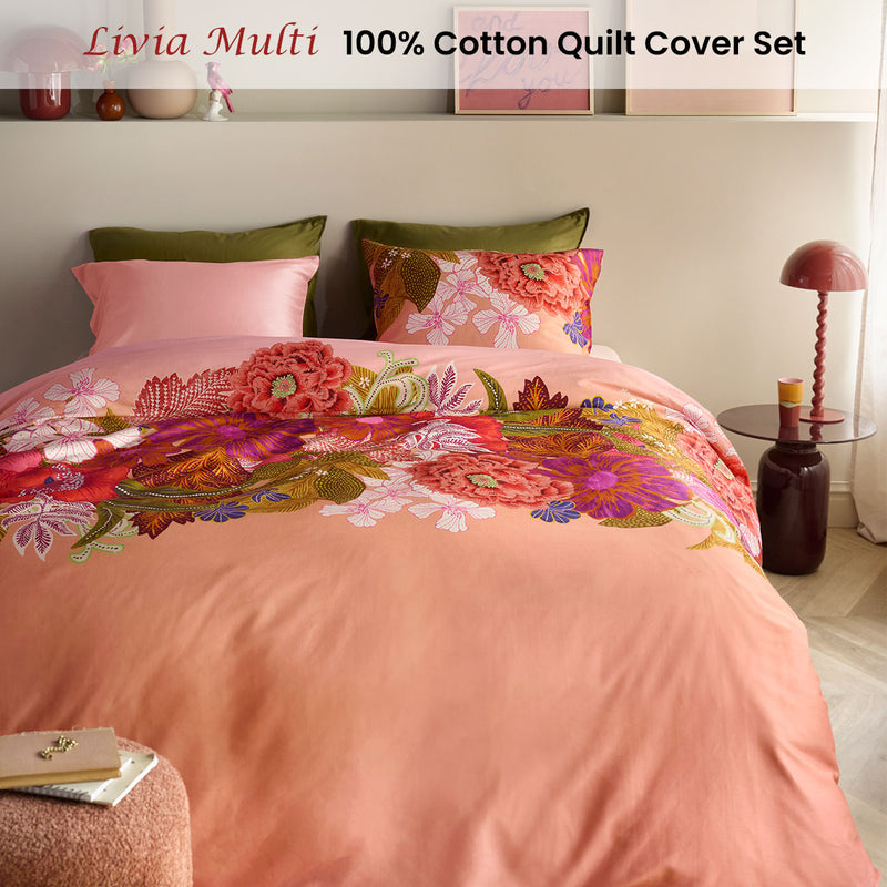 Oilily Livia Multi Cotton Floral Quilt Cover Set Queen