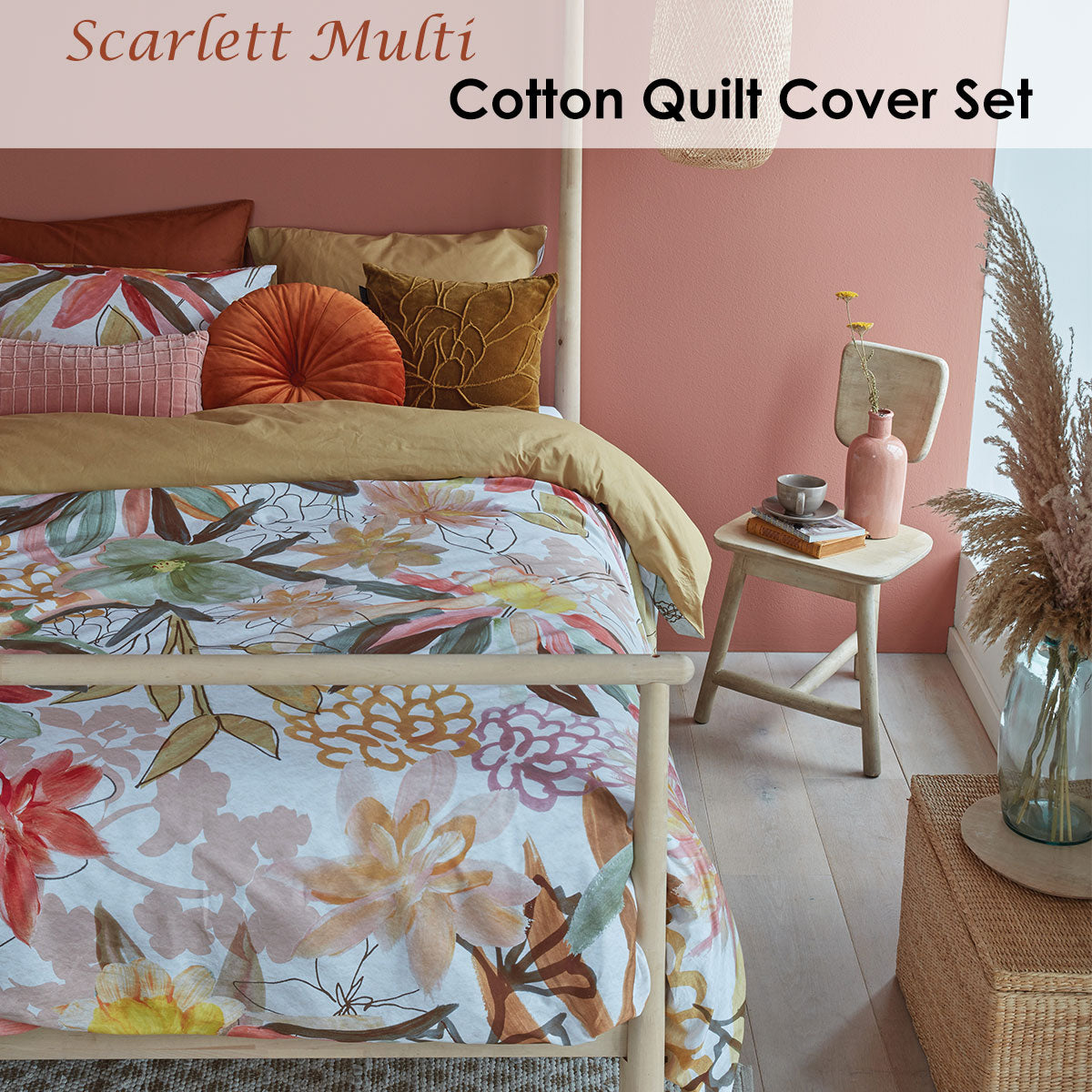 Bedding House Scarlett Multi Cotton Quilt Cover Set Queen