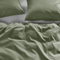 Bedding House Summer Green Seersucker Cotton Quilt Cover Set King