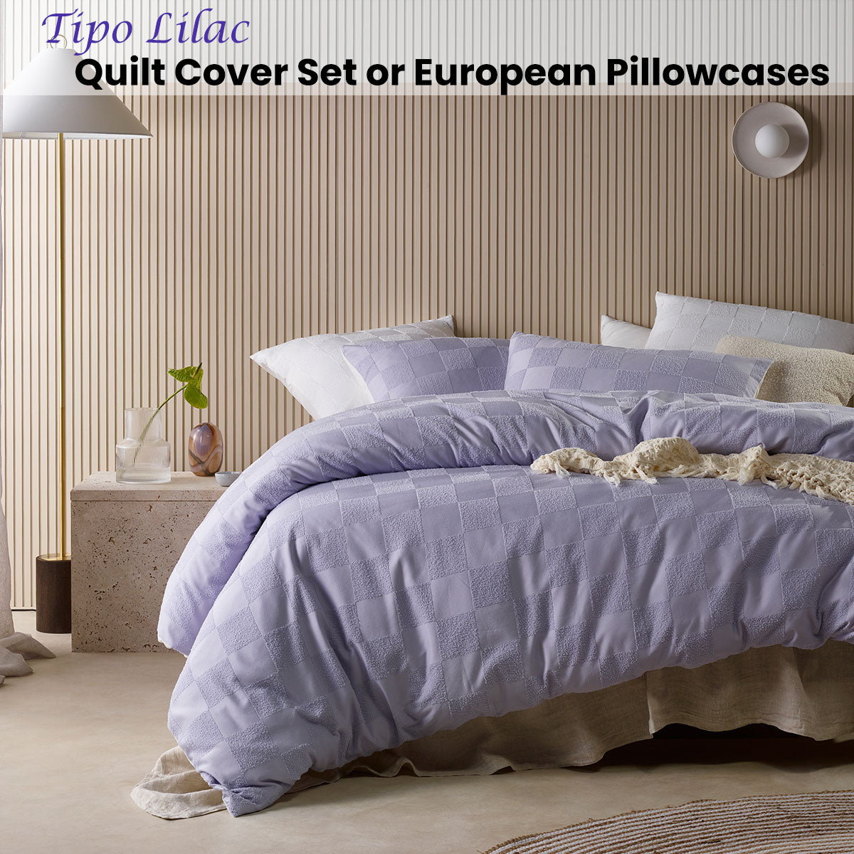 Accessorize Tipo Lilac Chenille Quilt Cover Set Super King