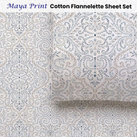 Accessorize Cotton Flannelette Sheet Set 40cm Wall Maya Print Queen
