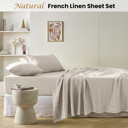 Vintage Design Homewares Natural French Linen Sheet Set Queen