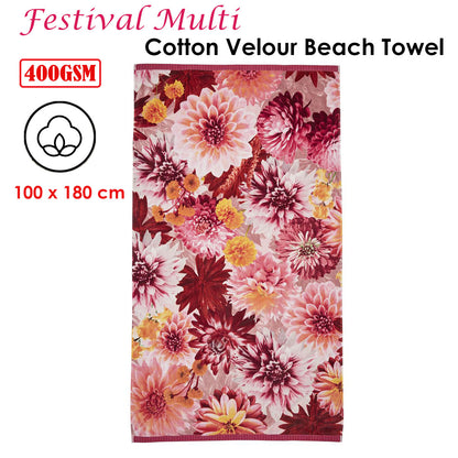 Bedding House Festival Multi Cotton Velour Beach Towel