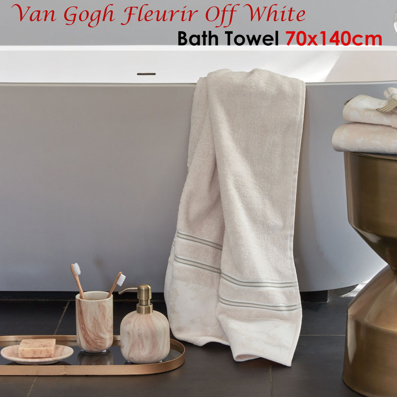 Bedding House Van Gogh Fleurir Off White Bath Towel
