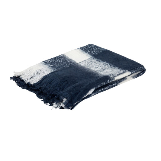 J.Elliot Home Wren Faux Mohair Throw Navy/White