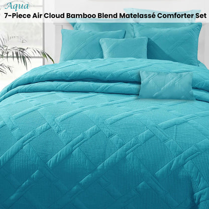 Ramesses Aqua 7- Piece Air Cloud Bamboo Blend Matelasse Comfort Set King