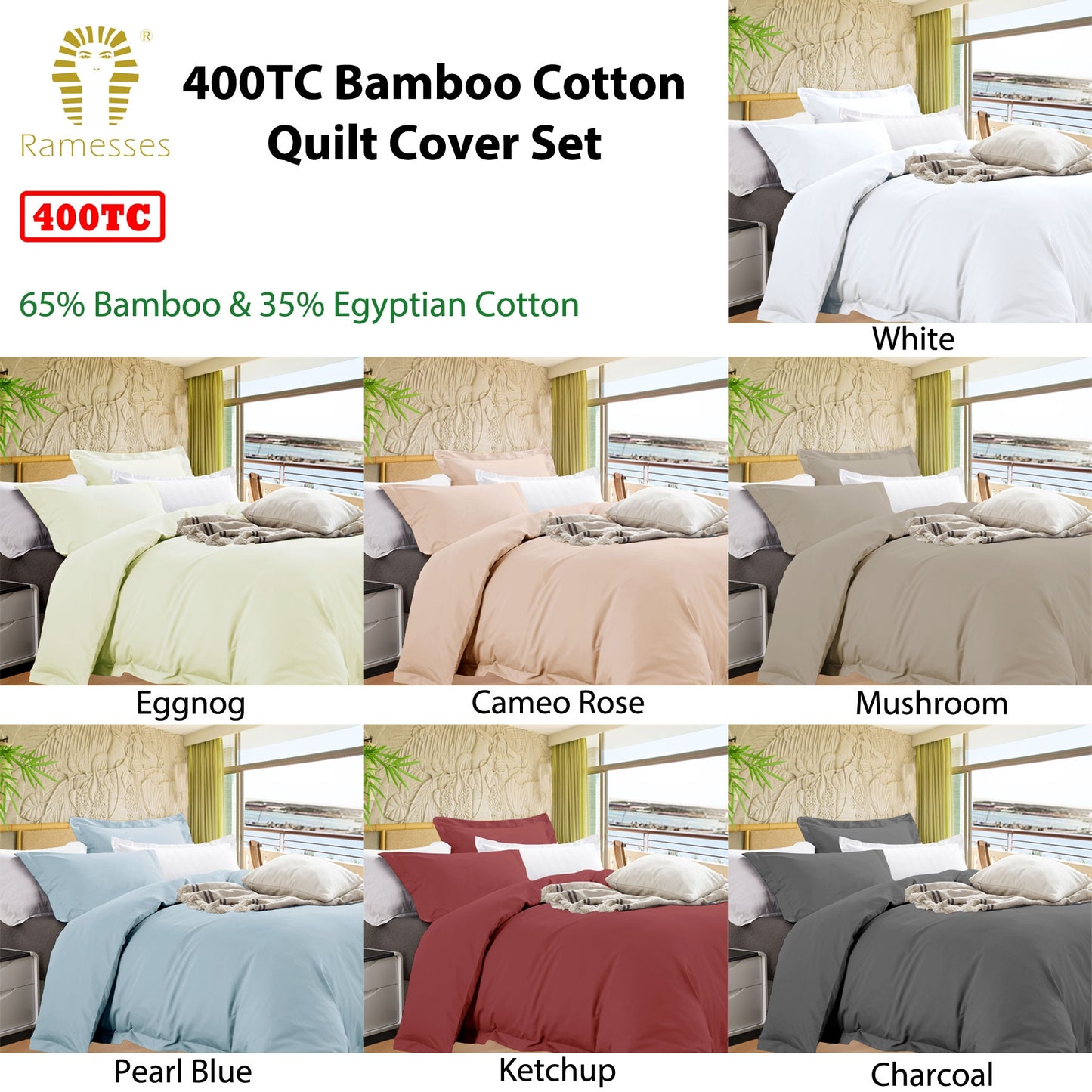 Ramesses Bamboo Cotton Quilt Cover Set Ketchup Queen