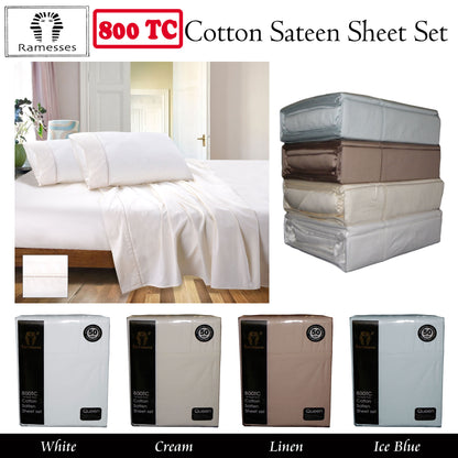 800TC Ramesses Cotton Sateen Sheet Set Linen King