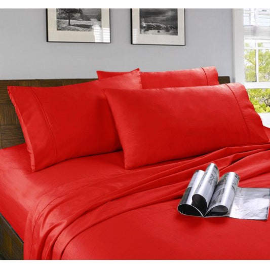 Kingtex Microfibre Sheet Set Red Double