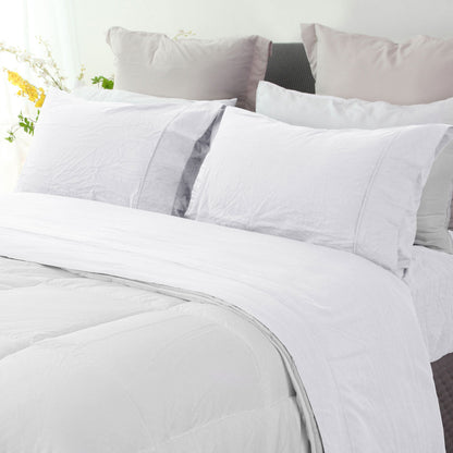 Ramesses White Pebble Wash Linen Look Alternative Sheet Set Queen