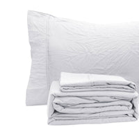 Ramesses White Pebble Wash Linen Look Alternative Sheet Set Queen