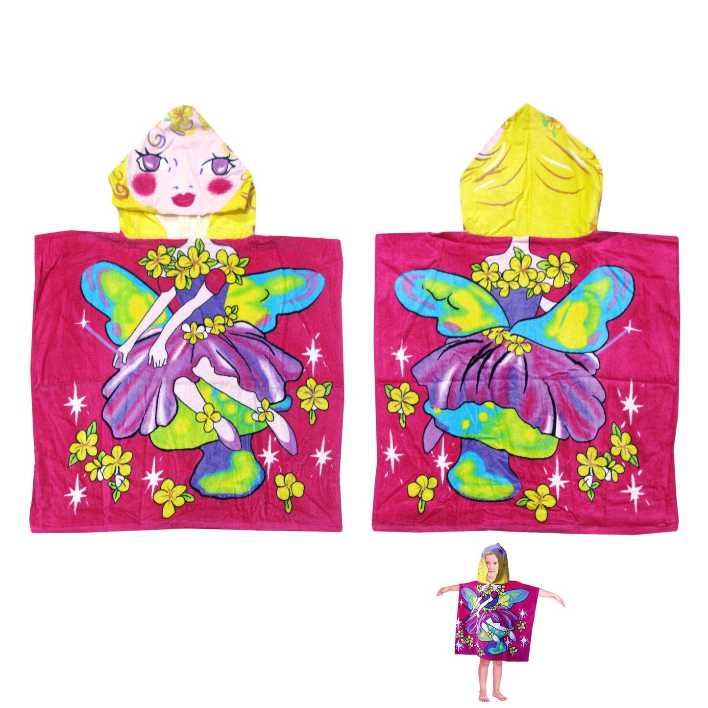 Cute Kids Cotton Hooded Towel Poncho 60 x 120 cm Fairy