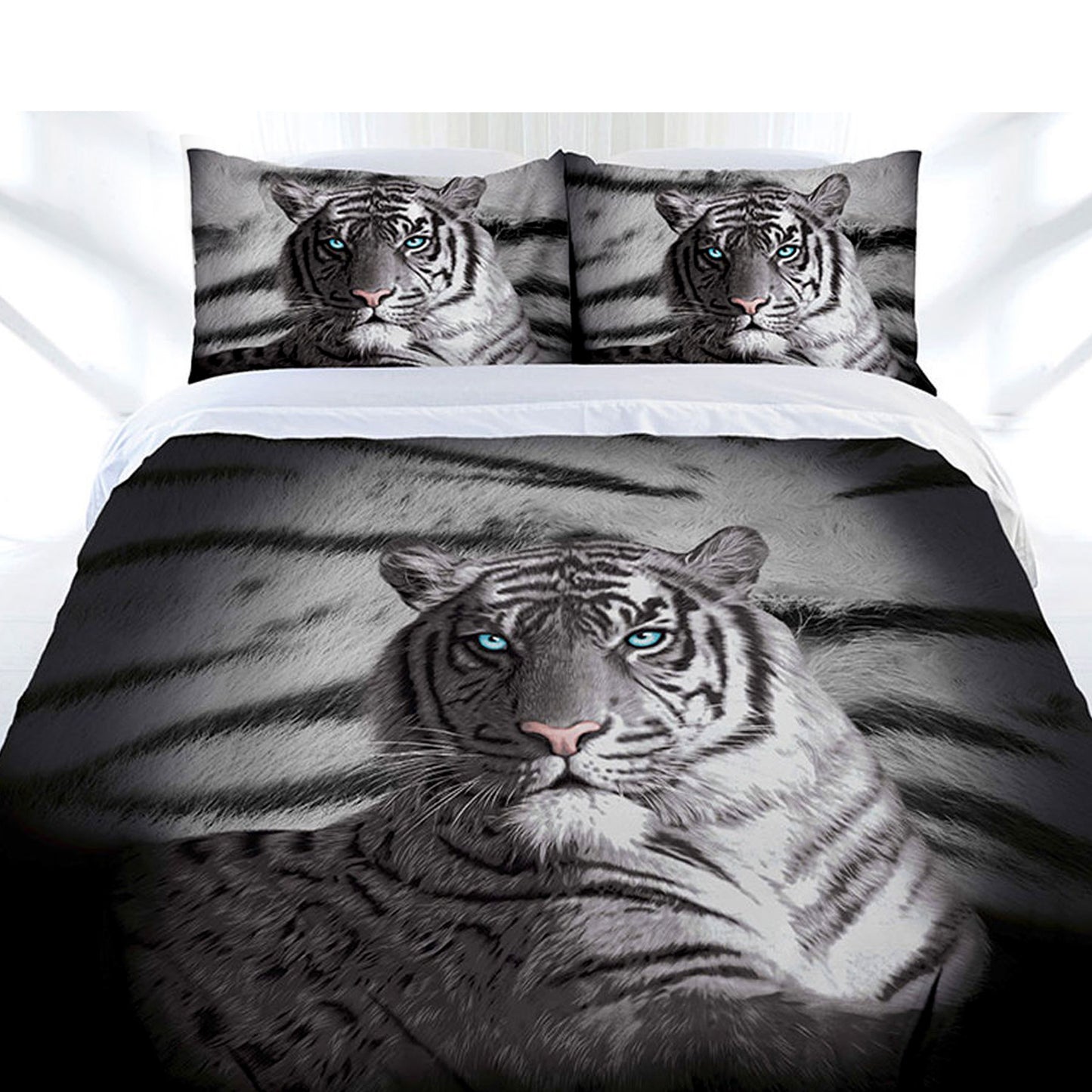 Just Home Blue Eyes Stripes Tiger Quilt Cover Set Single