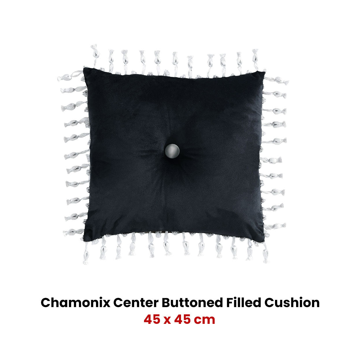 Davinci Chamonix Center Buttoned Filled Cushion with Tassels 45 x 45cm