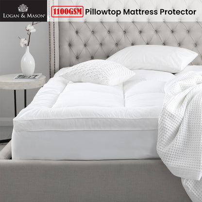 Logan and Mason 1100GSM Pillowtop Mattress Protector 50cm Wall King