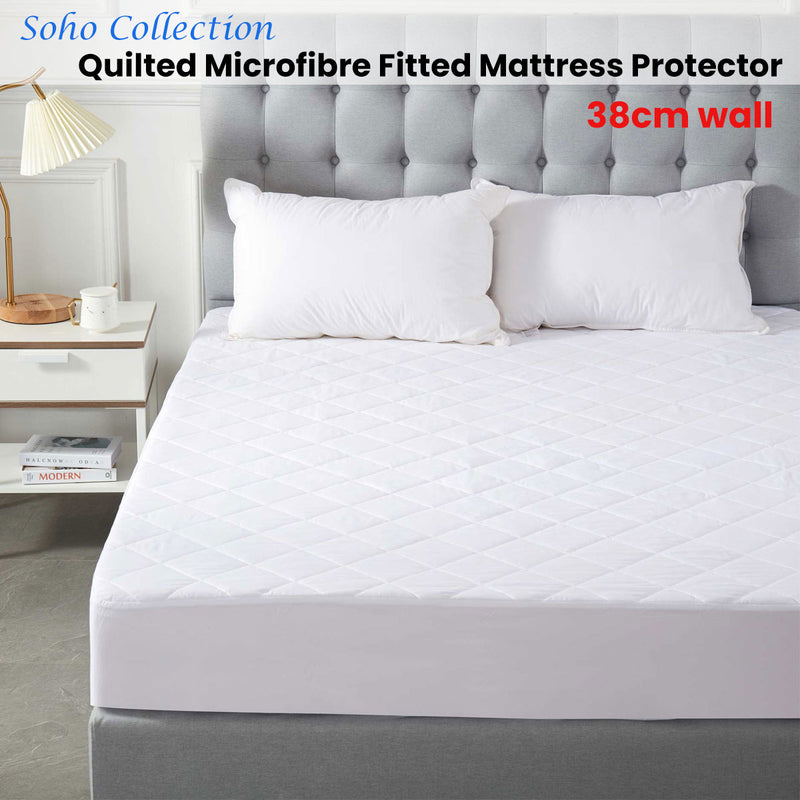 Soho Collection Quilted Microfibre Fitted Mattress Protector 38cm Wall Double