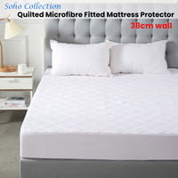 Soho Collection Quilted Microfibre Fitted Mattress Protector 38cm Wall Queen