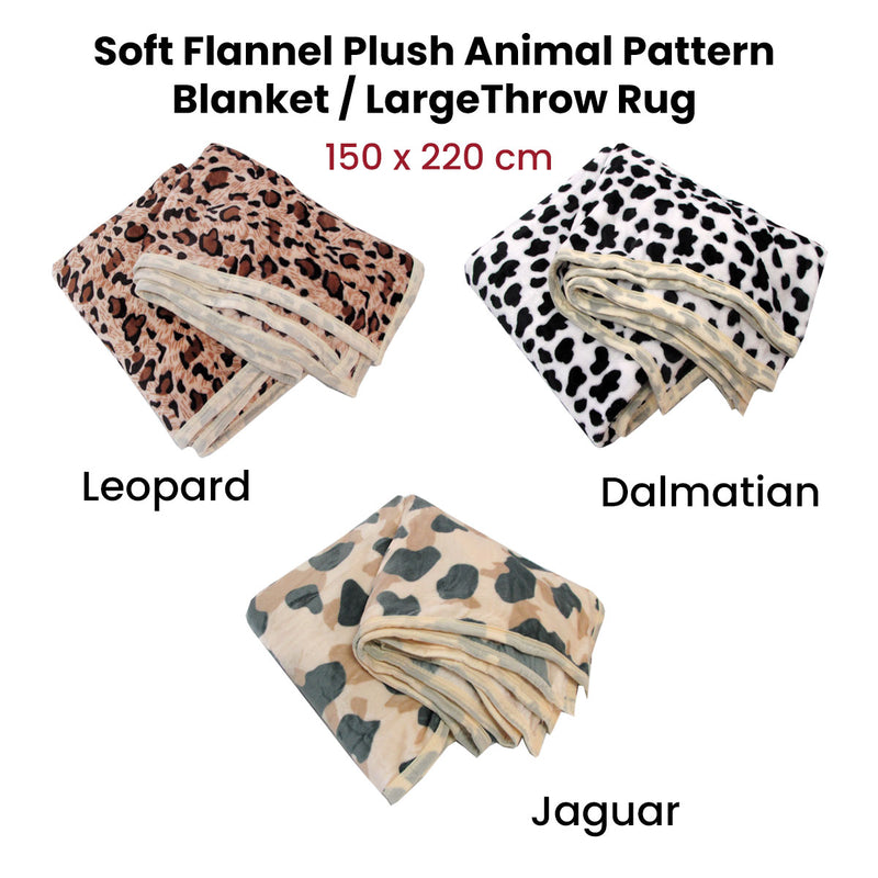 Animal Skin Pattern Soft Flannel Plush Single Size Blanket / Large Throw Rug 150 x 200cm Dalmatian