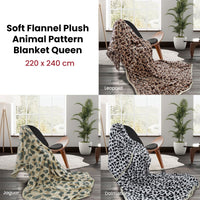 Animal Pattern Soft Flannel Plush Queen Size Blanket 220 x 240cm Jaguar