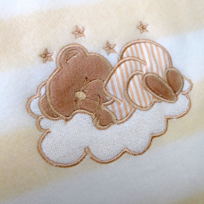 Living Home for Baby Girls Flowers and Bear Pack of 3 Embroidered Polar fleece Stripe Cot Blankets 100 x 140cm