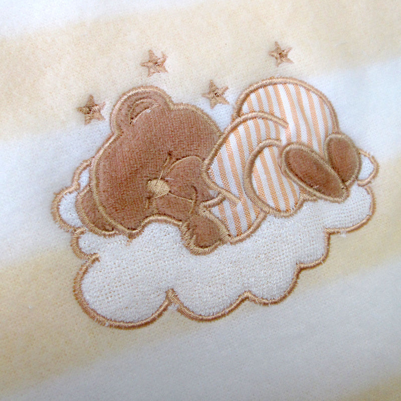 Living Home for Baby Girls Flowers and Bear Pack of 3 Embroidered Polar fleece Stripe Cot Blankets 100 x 140cm