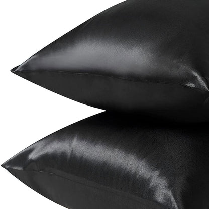 Pair of Standard Satin Silk Pillowcases with Envelope Closure 51 x 76 cm Grey