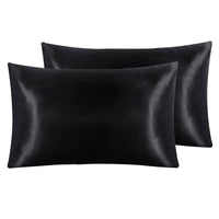 Pair of Standard Satin Silk Pillowcases with Envelope Closure 51 x 76 cm Navy
