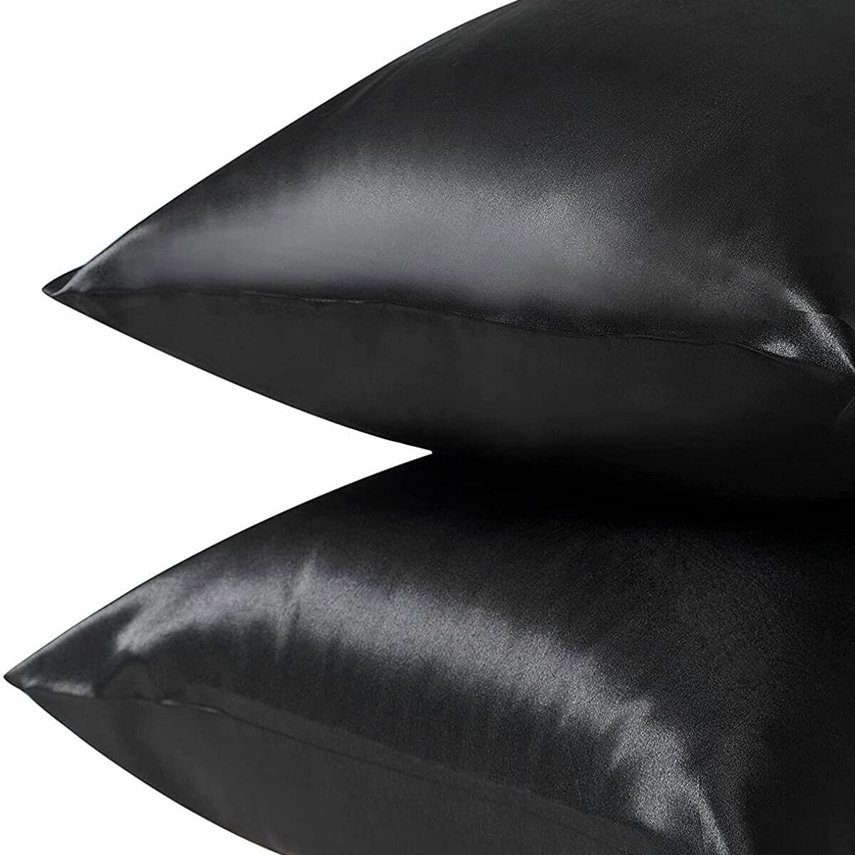 Pair of Standard Satin Silk Pillowcases with Envelope Closure 51 x 76 cm White