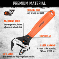 2x Adjustable Wrench Set 6" 10" Wide Jaw Spanner Cr-V Steel Workshop Metric SAE