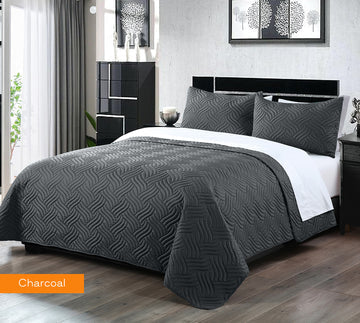 3 piece embossed comforter set queen charcoal