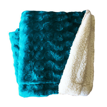 plush fleece sherpa backed reversible throw teal