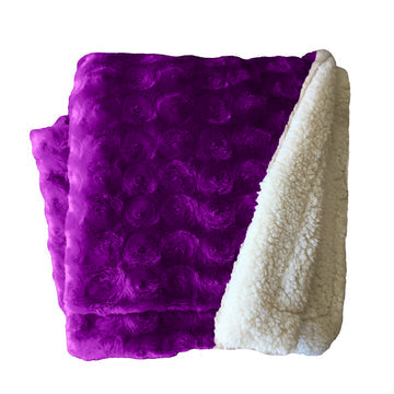 plush fleece sherpa backed reversible throw ultra violet