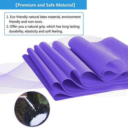1.5m Elastic Yoga Stretch Resistance Bands Exercise Fitness Band Theraband - Purple