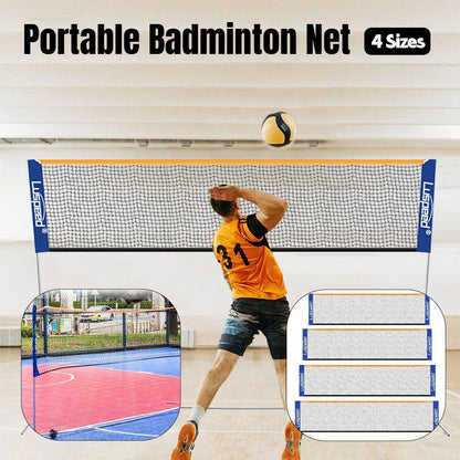 Portable Outdoor Badminton Net Set Easy Setup Adjustable Height Sports Equipment - 4.1M