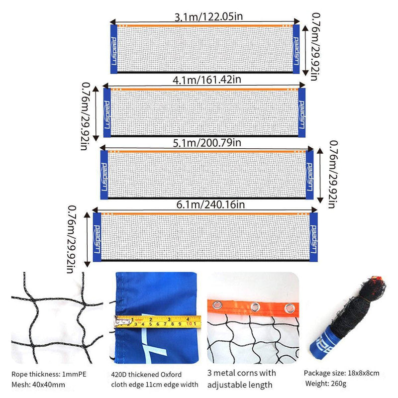 Portable Outdoor Badminton Net Set Easy Setup Adjustable Height Sports Equipment - 4.1M